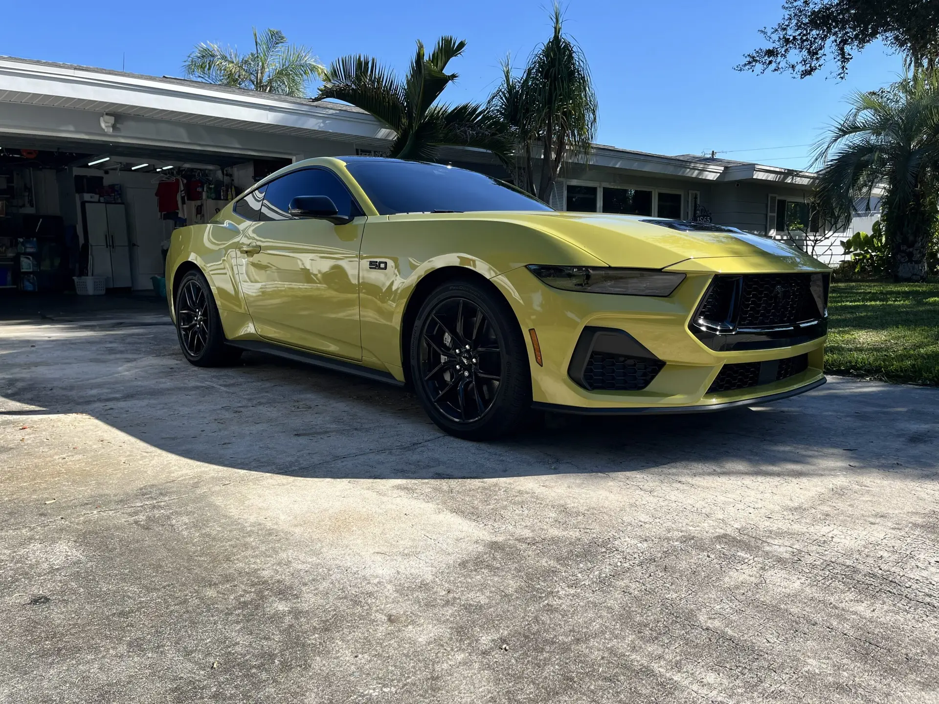 Yellow Mustang with ceramic Automotive window tinting Clearwater FL by Tint by the Bay