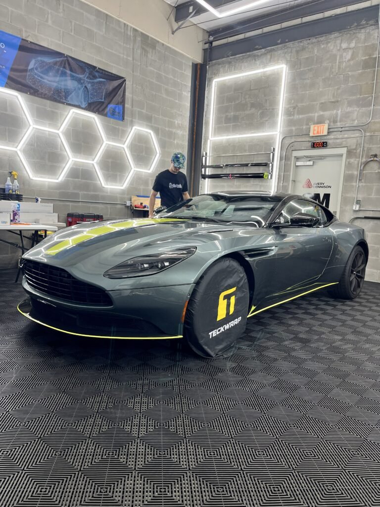 Paint protection film Clearwater FL installation on an Aston Martin DB11